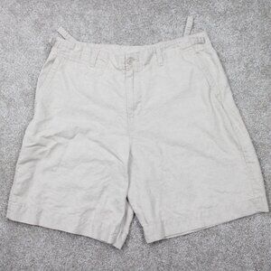 Structure Shorts Mens 38 Beige Linen/Cotton Blend Flat Front w/ 10" inseam